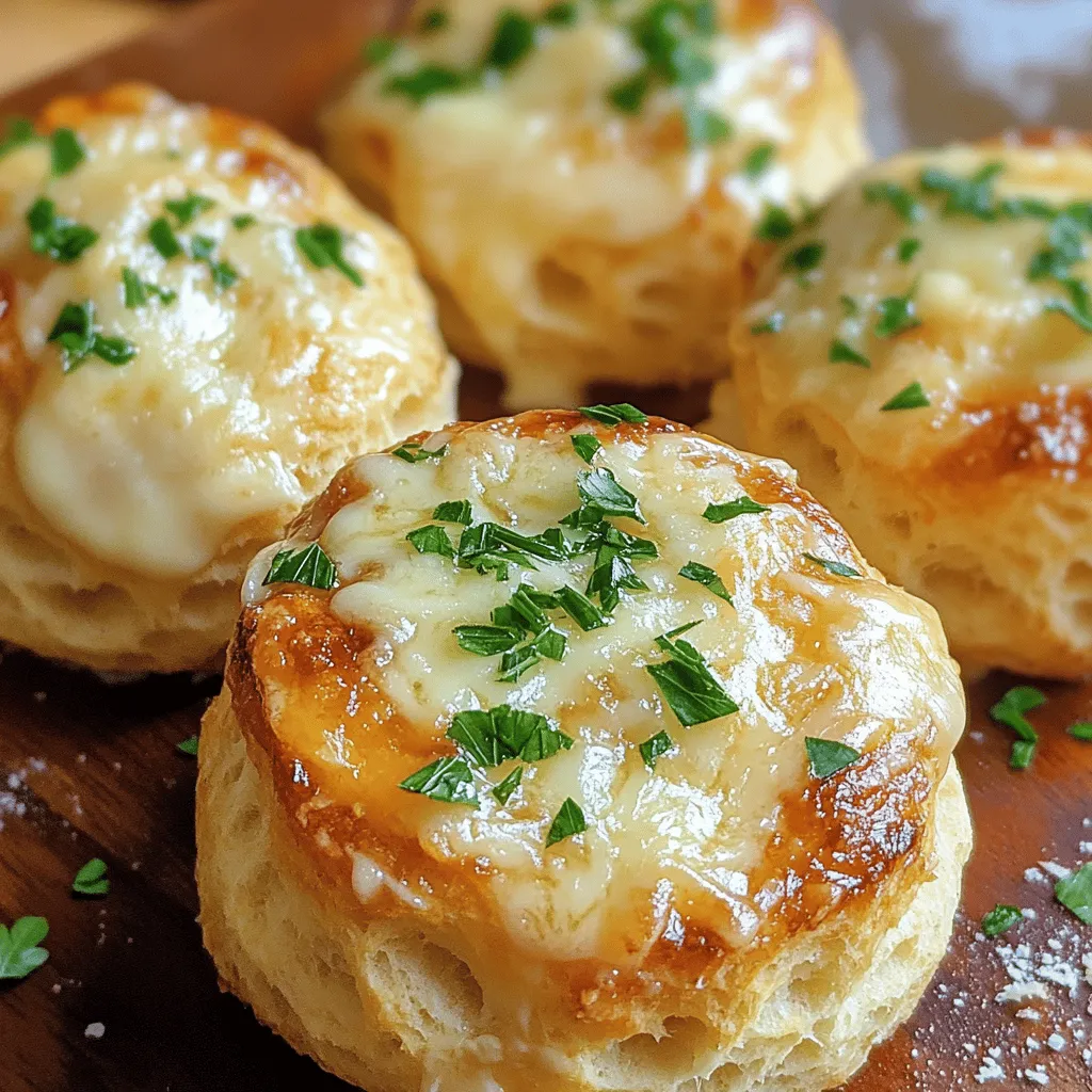 To make these tasty cheese bombs, you need the following ingredients: - 1 can (16.3 oz) Pillsbury Grands!™ Flaky Layers Biscuits - 4 tablespoons unsalted butter, melted - 3 cloves garlic, minced - 1 teaspoon Italian seasoning - 1 cup shredded mozzarella cheese - 1/2 cup grated Parmesan cheese - 1/4 teaspoon salt - 1/4 teaspoon black pepper - Fresh parsley, chopped (for garnish)