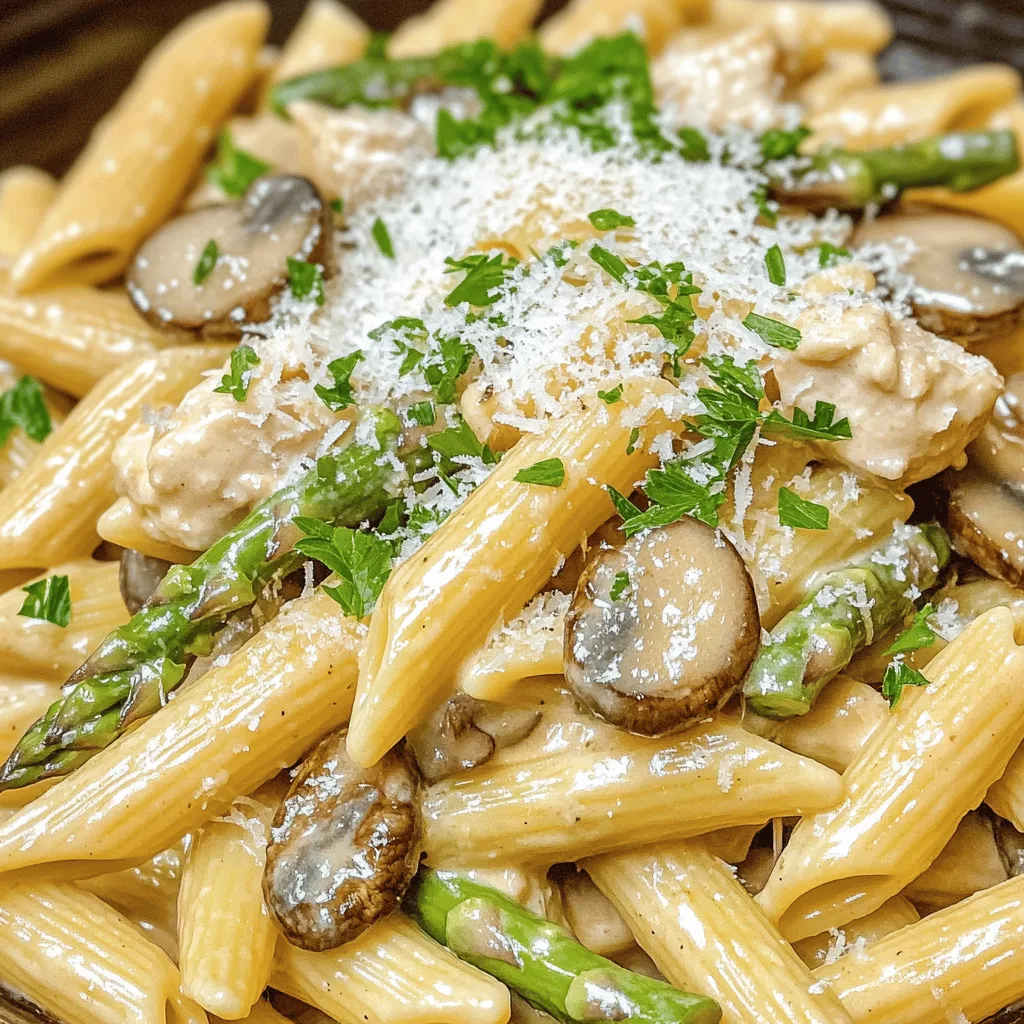 Creamy Mushroom and Asparagus Chicken Penne Delight
