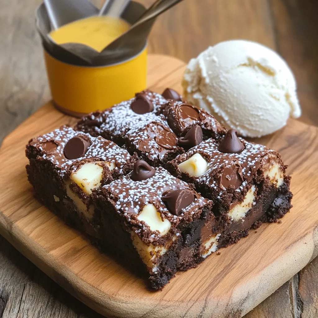 - 1 cup unsalted butter (2 sticks) - 1 cup granulated sugar - 1 cup brown sugar, packed - 4 large eggs - 1 teaspoon vanilla extract - 1 cup all-purpose flour - 1 cup unsweetened cocoa powder - 1 teaspoon baking powder - 1/2 teaspoon salt - 1 cup semi-sweet chocolate chips - 1 cup white chocolate chips - 1/2 cup dark chocolate chunks