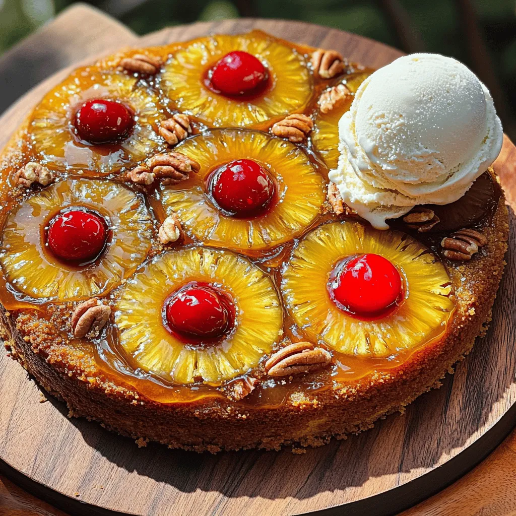 - 1 can (20 oz) sliced pineapple in juice, drained - 1/2 cup unsalted butter - 1 cup brown sugar, packed