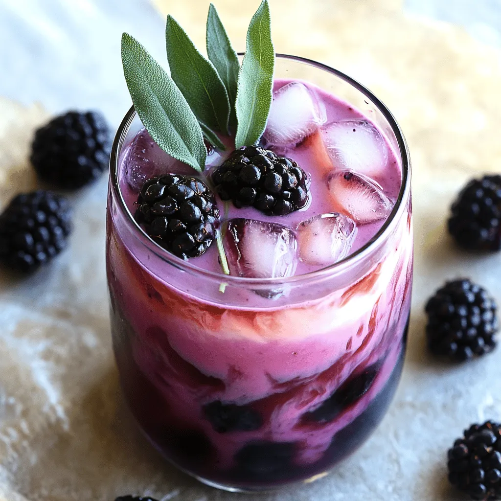 Blackberry Sage Iced Tea Latte Refreshing Summer Drink