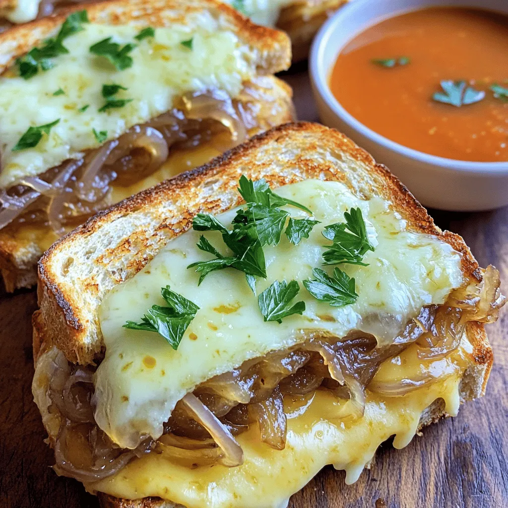 To create the perfect French Onion Grilled Cheese Sandwich, you will need the following ingredients: