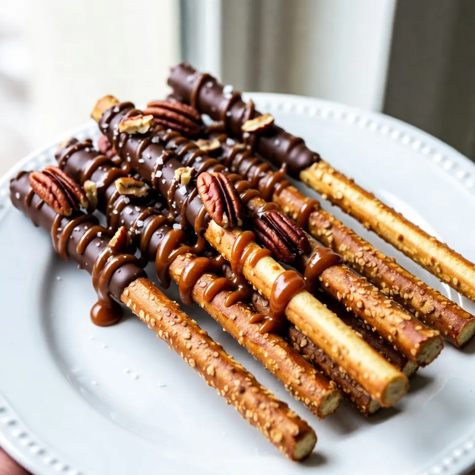 Caramel Chocolate Pretzel Rods Irresistible Treats
