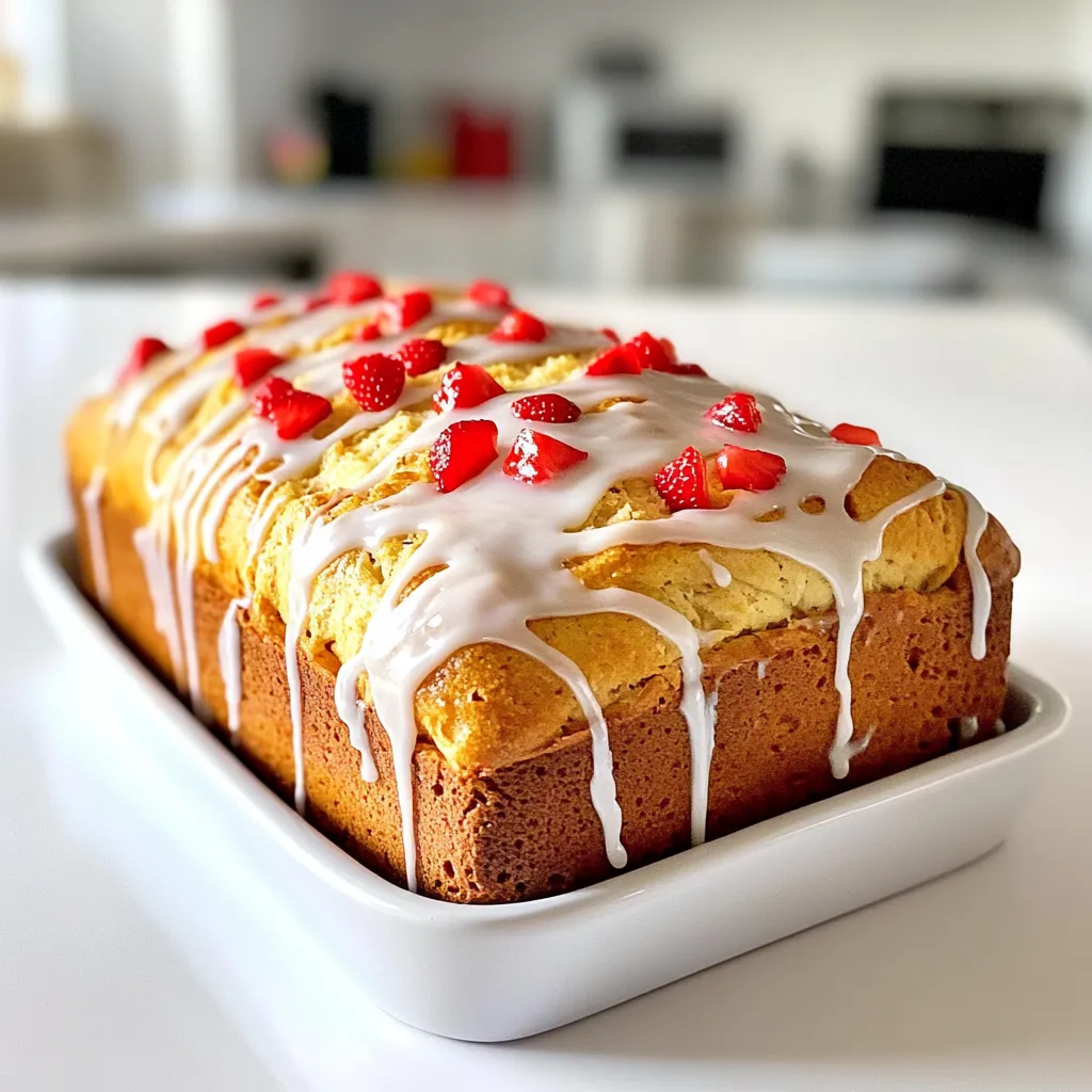 Strawberry Bread with Glaze Tasty and Delightful Treat