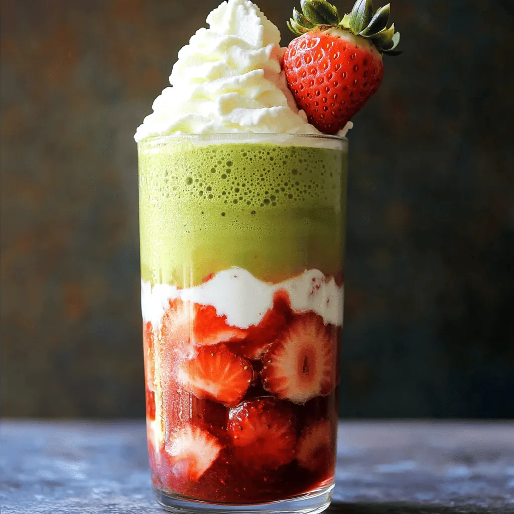 To make a delicious Strawberry Matcha Latte, you need some key ingredients. First, fresh strawberries are a must. They bring sweetness and a bright color. You will also need honey or maple syrup to add some natural sweetness. For the creamy base, choose your favorite milk. You can use dairy or any alternative milks for matcha, like almond or oat milk.