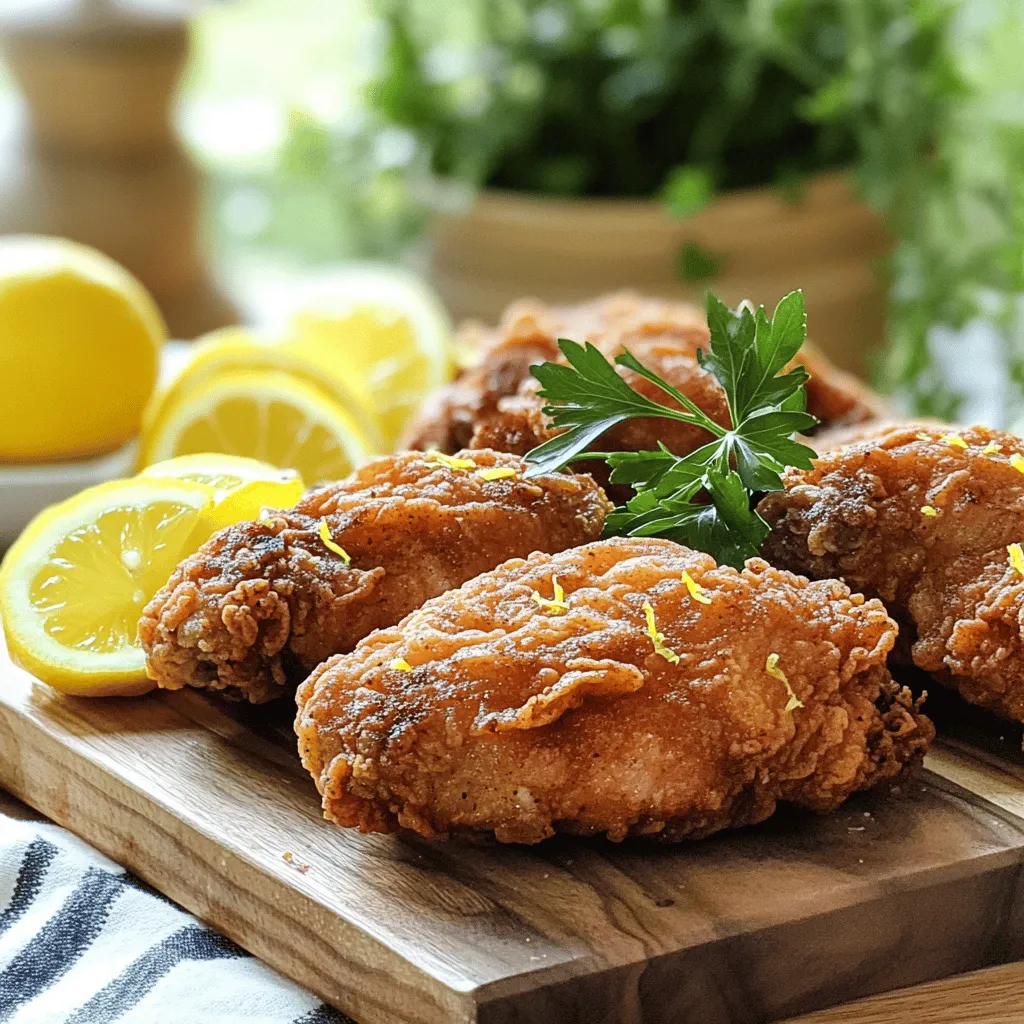 The key ingredients for a great lemon tea fried chicken recipe include chicken thighs, buttermilk, black tea, and spices. Marinating chicken with lemon tea brings a unique flavor. The buttermilk makes the chicken tender and juicy.