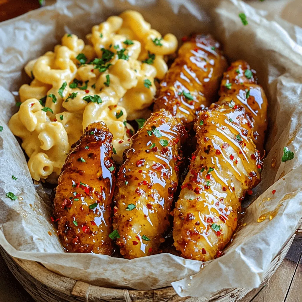 Hot Honey Chicken Tenders with Mac n Cheese Delight