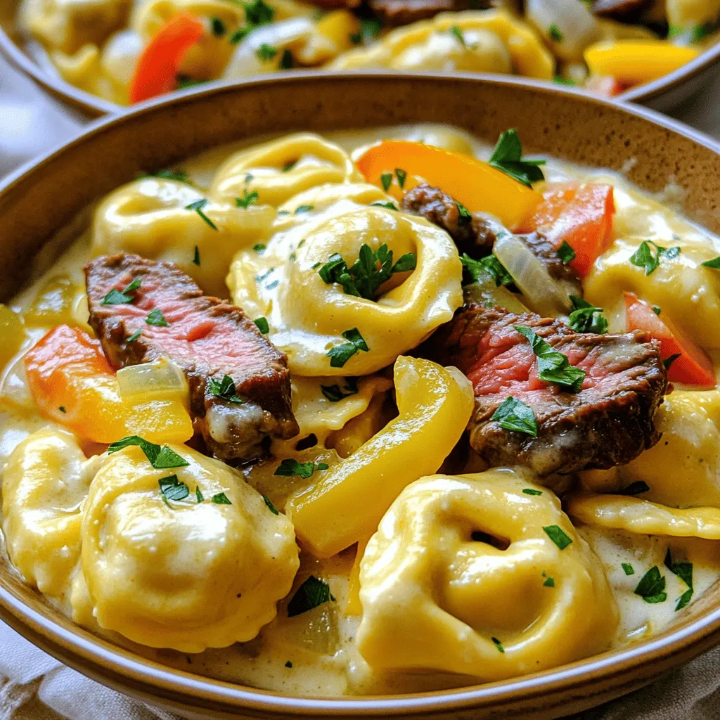 Savory Cheesesteak Tortellini in Creamy Provolone Sauce