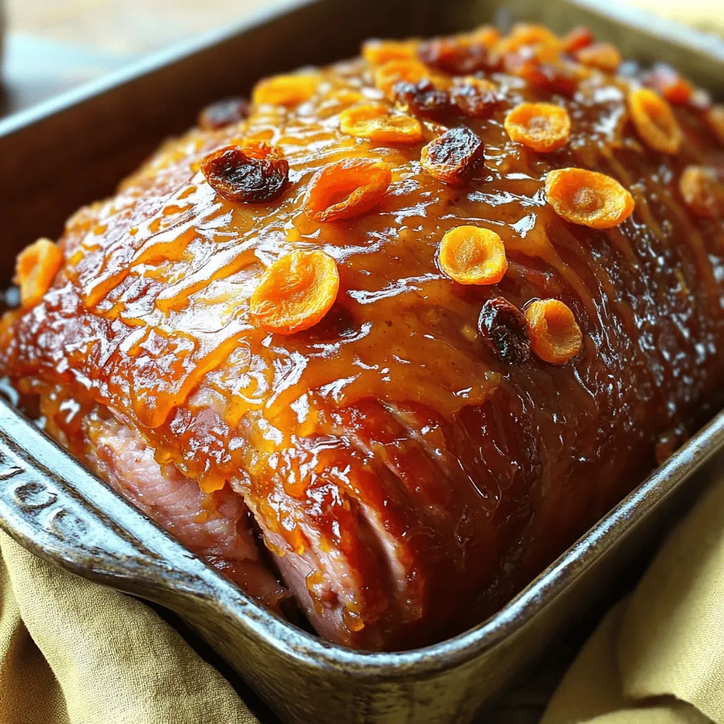 Apricot honey ham is a sweet ham recipe that brings joy to any table. This dish combines the rich taste of ham with the fruity flavor of apricots and honey. The glaze coats the ham, creating a beautiful, shiny finish. Each bite offers a blend of savory and sweet, making it a delightful meal for any occasion.