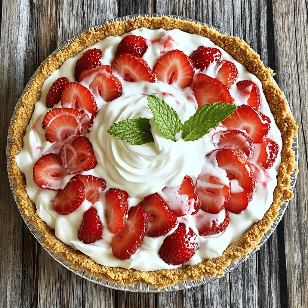 - 1 ½ cups graham cracker crumbs - ½ cup unsalted butter, melted - 2 tablespoons granulated sugar - 1 package (8 oz) cream cheese, softened - 1 cup powdered sugar - 1 teaspoon vanilla extract - 1 cup heavy whipping cream - 2 cups fresh strawberries, hulled and sliced - 1 tablespoon lemon juice