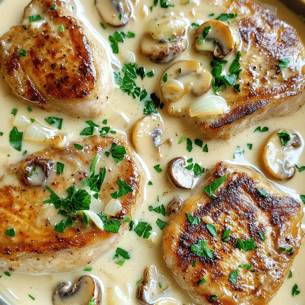 Garlic Pork Chops in Creamy Mushroom Sauce Delight