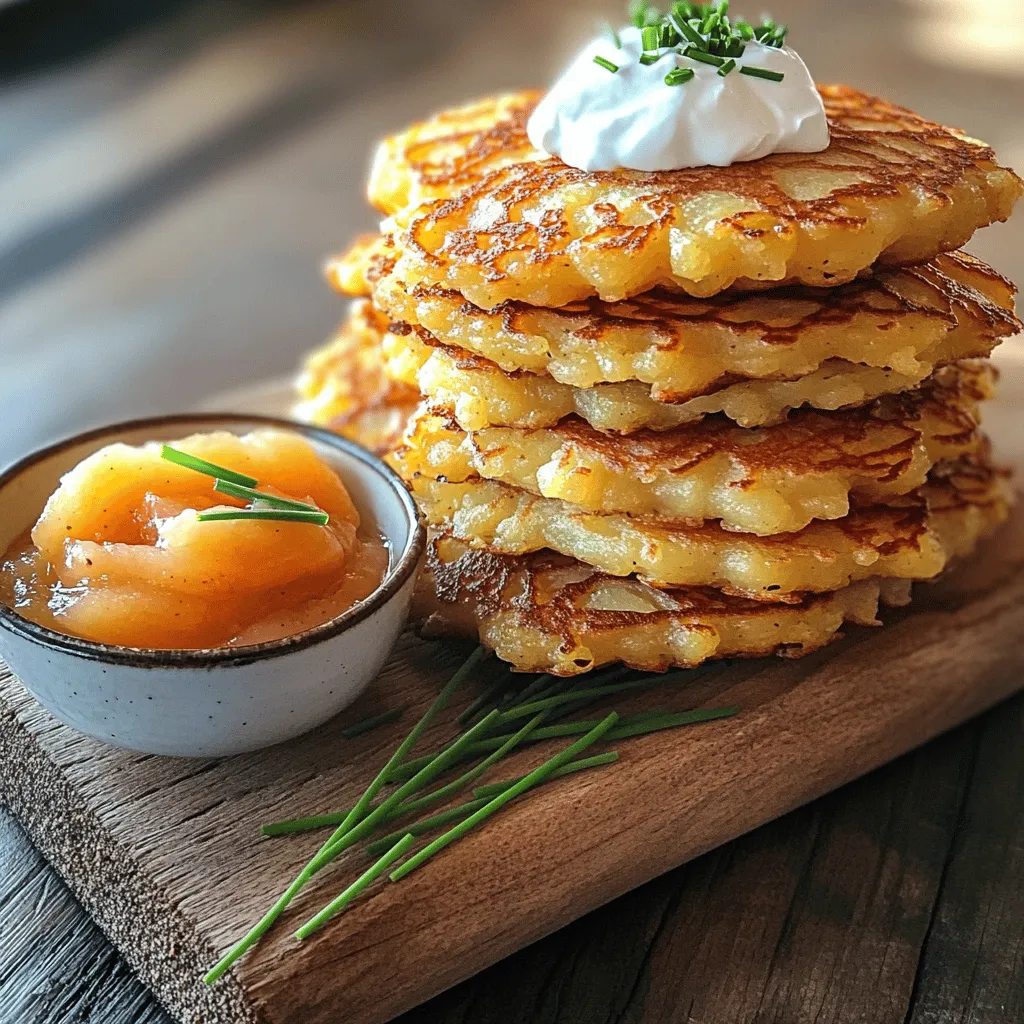 - 4 medium-sized russet potatoes - 1 small onion - 2 large eggs - 1/4 cup all-purpose flour - 1 teaspoon baking powder - 1 teaspoon salt - 1/2 teaspoon black pepper - Optional: 1/2 teaspoon garlic powder
