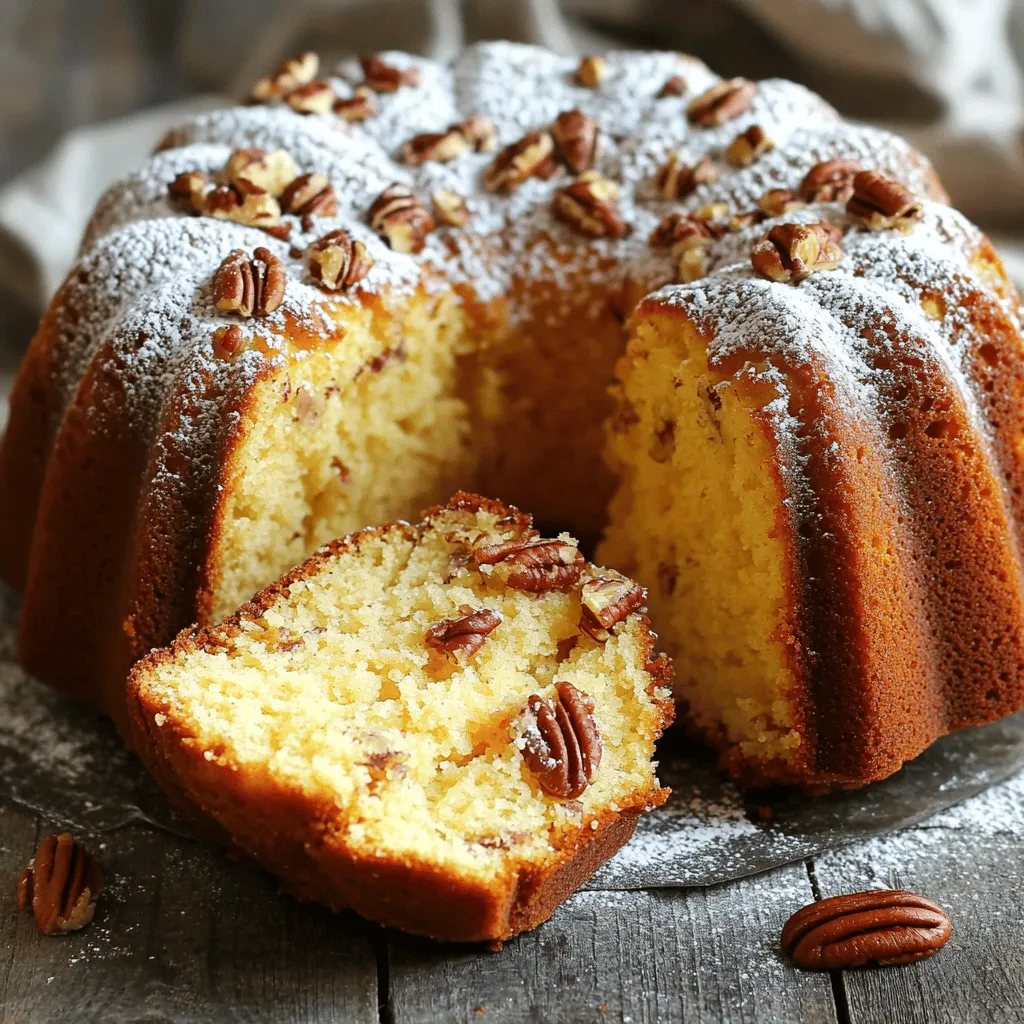 Southern pecan pound cake shines with its simple yet rich ingredients. Each component plays a key role in creating a moist and flavorful cake.