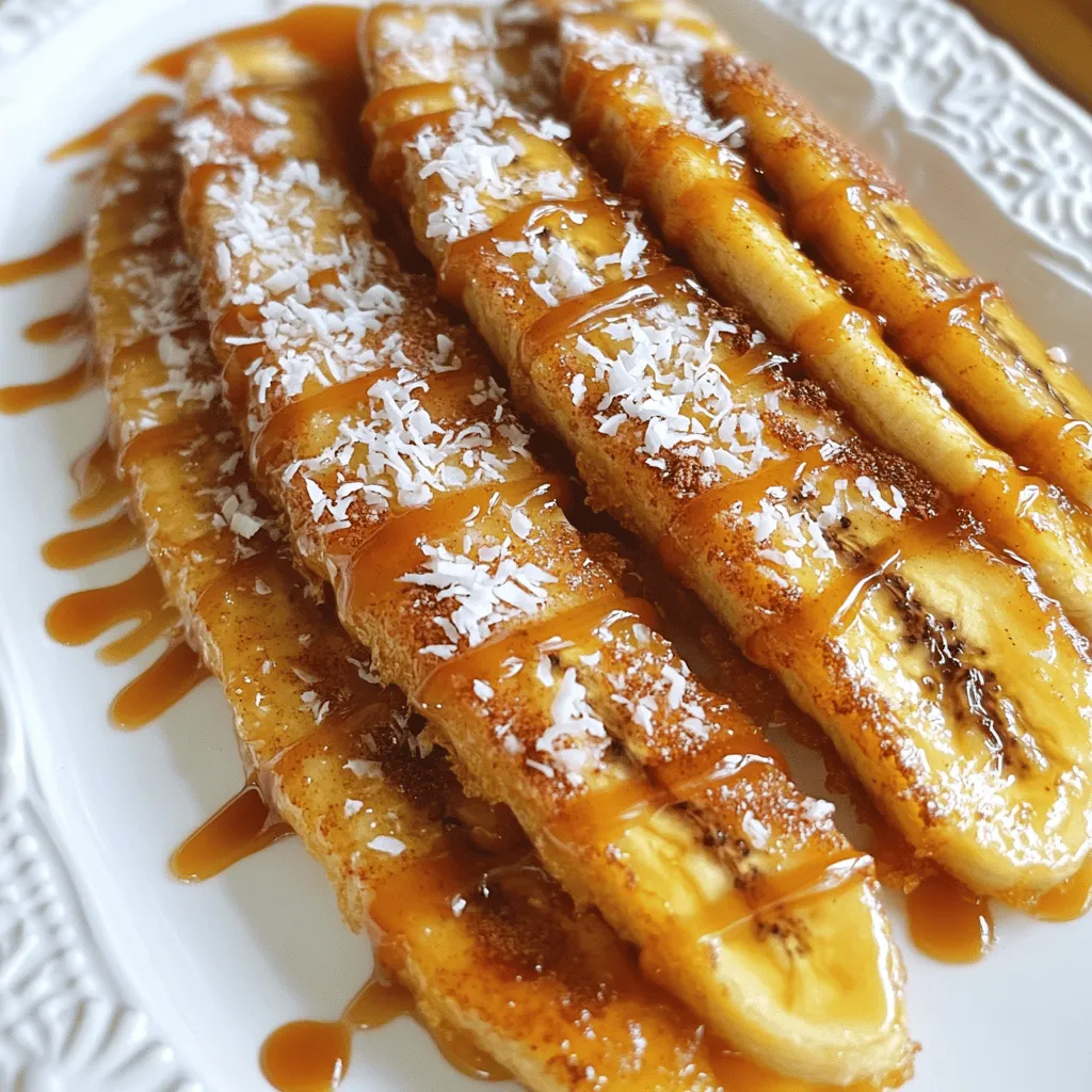 - 4 ripe bananas, sliced diagonally - ½ cup brown sugar - ¼ cup all-purpose flour - 1 teaspoon cinnamon - ½ cup coconut oil or vegetable oil - 1 teaspoon vanilla extract - A pinch of salt - Optional garnishes: shredded coconut or chopped nuts