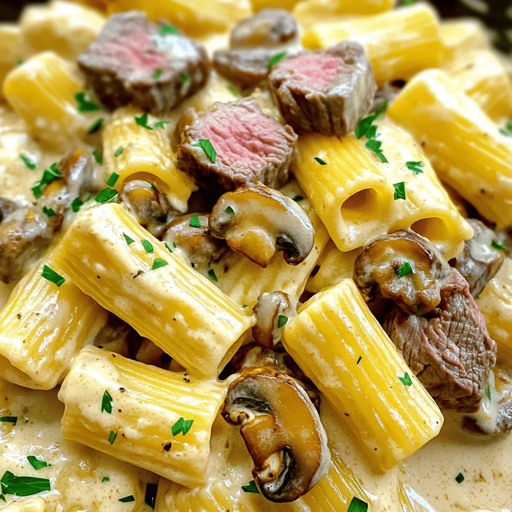 Creamy Steak and Mushroom Rigatoni stands out as a perfect comfort food. It combines rich flavors and textures that warm the soul. The creamy sauce clings to each piece of rigatoni, making every bite satisfying. This dish feels like a warm hug after a long day.