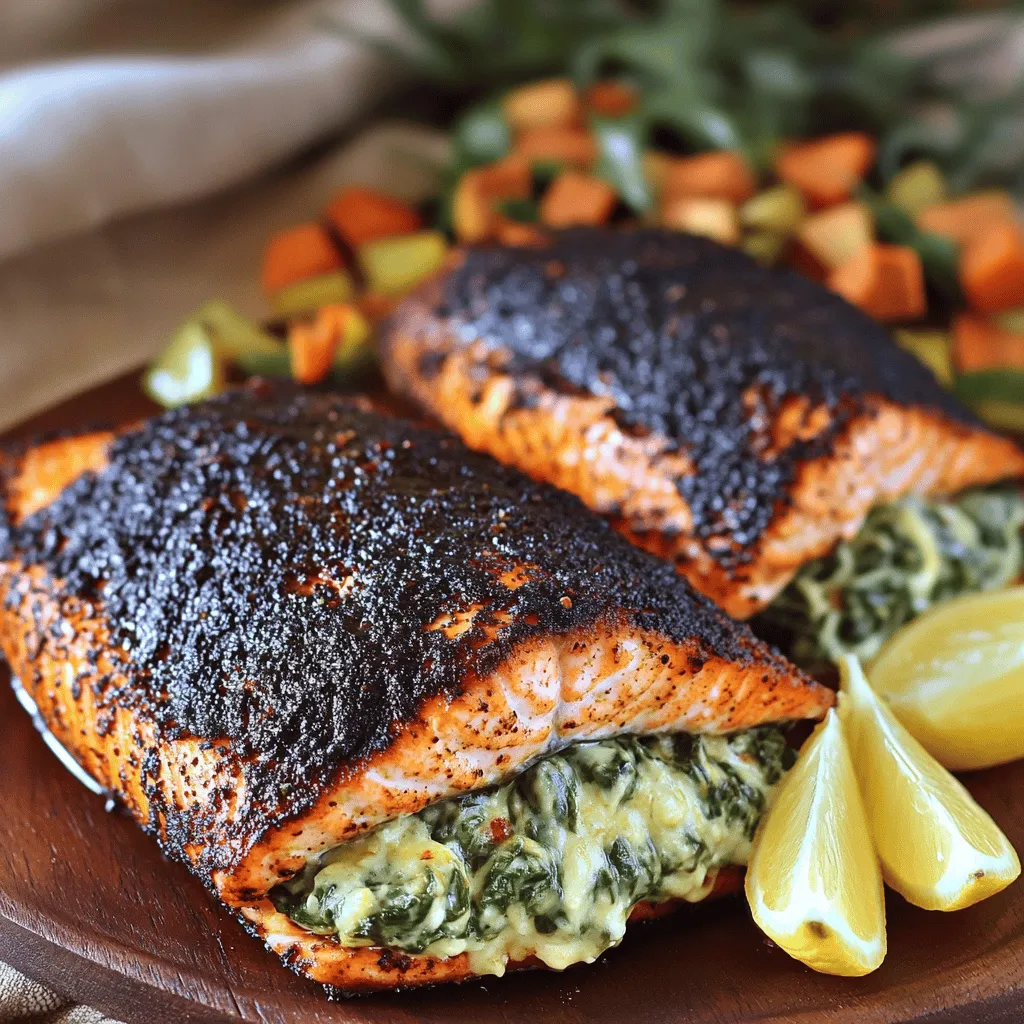 For this blackened salmon recipe, you need simple yet fresh ingredients. The star is, of course, the salmon. I recommend four fillets, each about six ounces. Freshness is key here. Look for bright, moist fillets with no strong fishy smell.