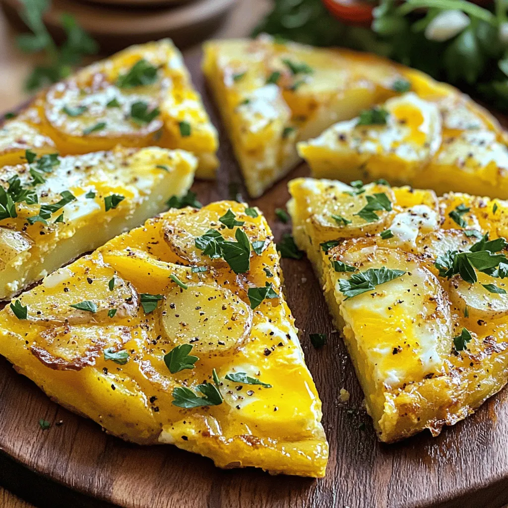 The heart of Tortilla Espanola lies in its simple yet essential ingredients. This dish is a Spanish omelette made from four large eggs, two medium-sized potatoes, and one medium onion. Olive oil is crucial, with four tablespoons needed for cooking. You will also want salt and freshly ground black pepper for seasoning. Fresh parsley adds a nice touch as a garnish.
