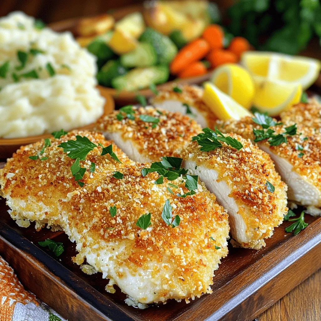 The key to a great Copycat Longhorn Parmesan Crusted Chicken lies in its simple yet tasty ingredients. You need four boneless, skinless chicken breasts. They are easy to cook and very tender. You also need one cup of grated Parmesan cheese. This cheese gives the dish a rich and salty flavor.