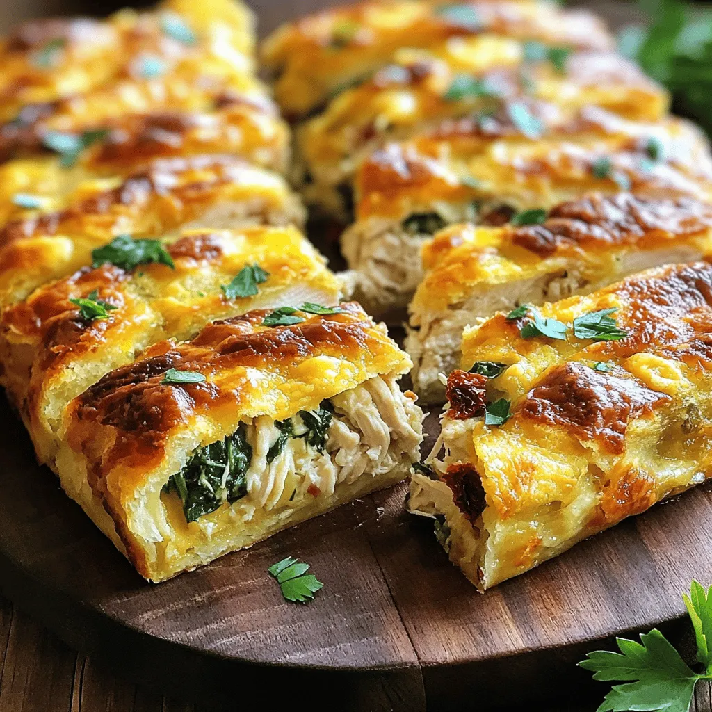 To make a tasty chicken bake, you need simple, quality ingredients. The main ingredients for chicken bake include cooked chicken, spinach, and mozzarella cheese. You can use leftover chicken or rotisserie chicken for ease. Spinach adds color and nutrition. Mozzarella cheese melts nicely, giving a creamy texture. Cream cheese helps bind everything together. Ranch dressing adds a zesty flavor. Seasonings like garlic powder and onion powder boost the taste. Black pepper gives a little kick. Optionally, sun-dried tomatoes can add a nice touch.