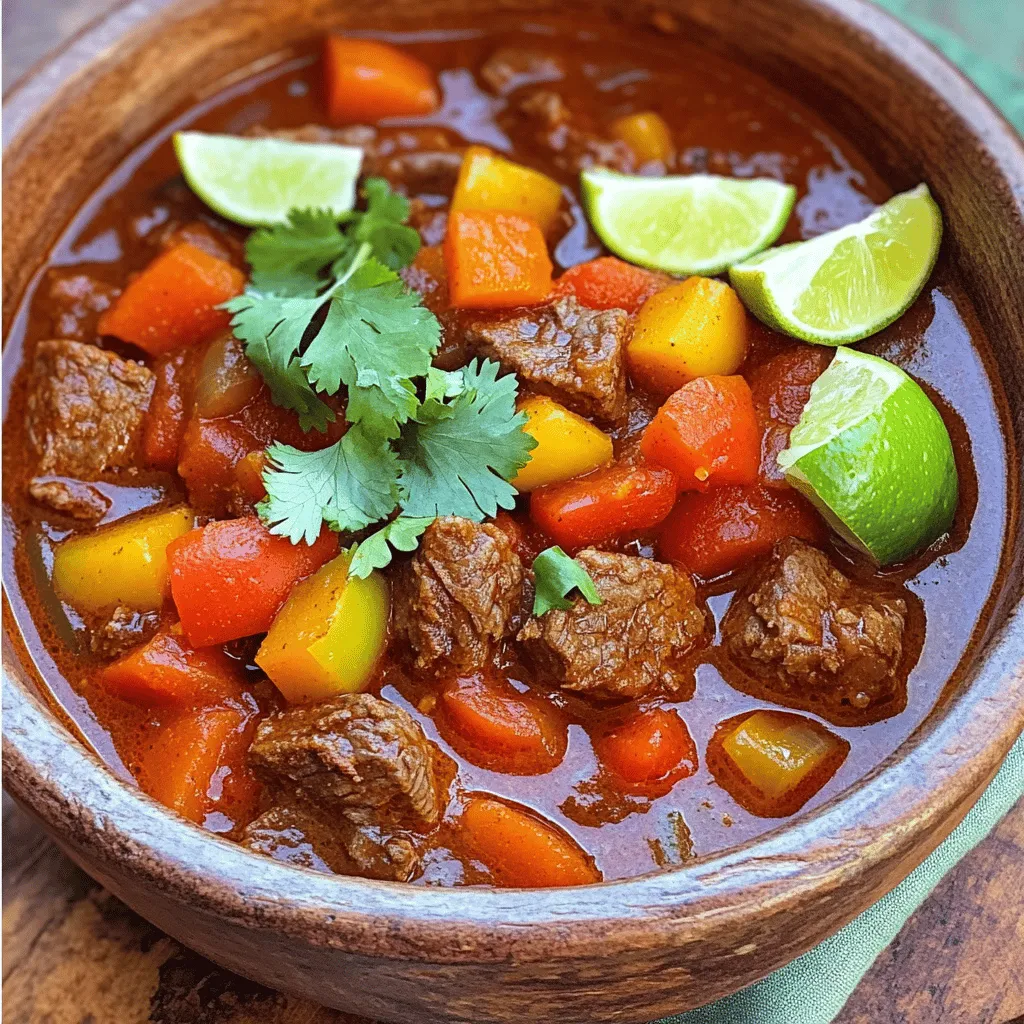 For a great beef Mexican stew, you need some key ingredients. The main star is the beef chuck. This cut is tender and juicy when cooked. I recommend using 2 lbs to get a rich flavor.