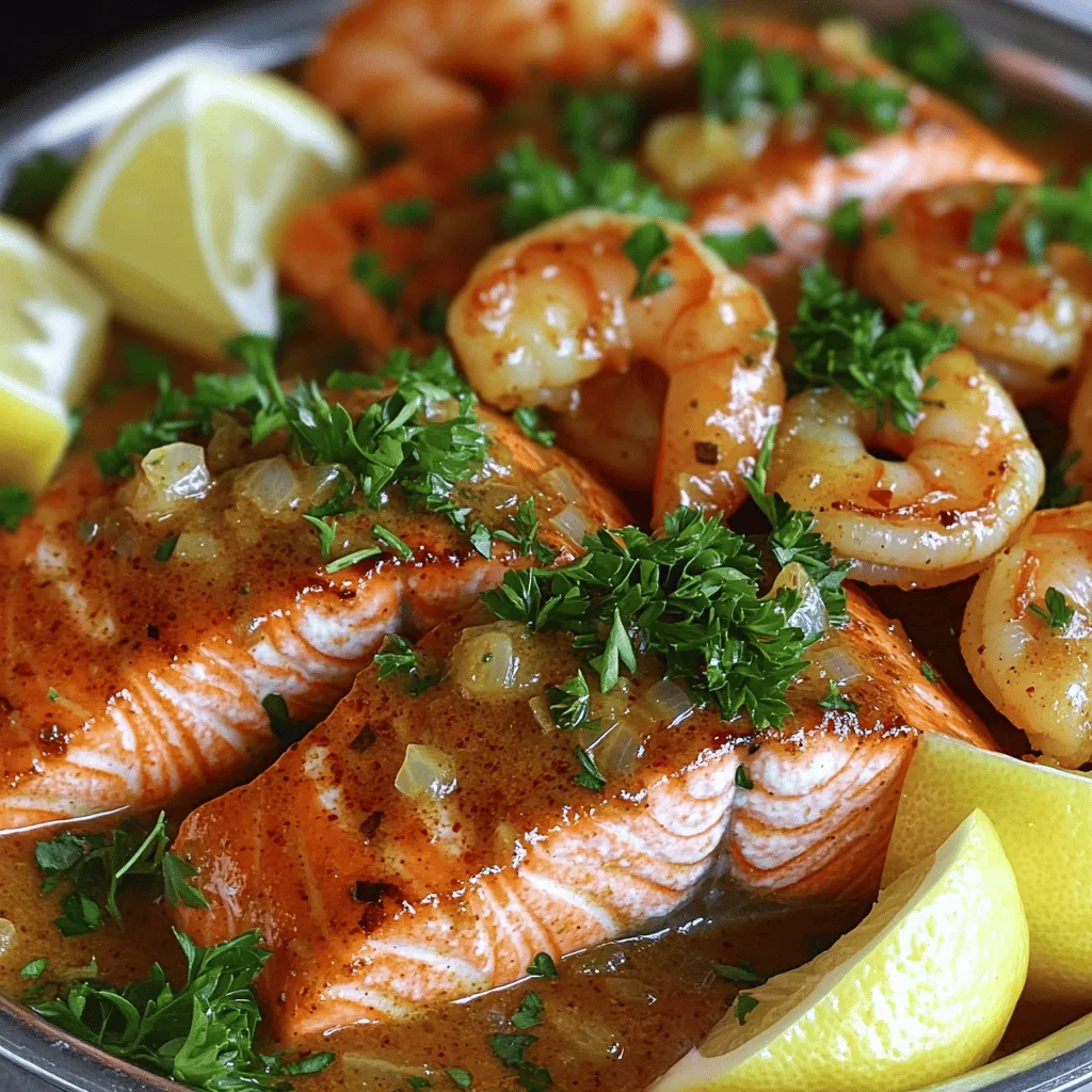 Cajun Salmon and Shrimp with Garlic Butter Sauce Delight