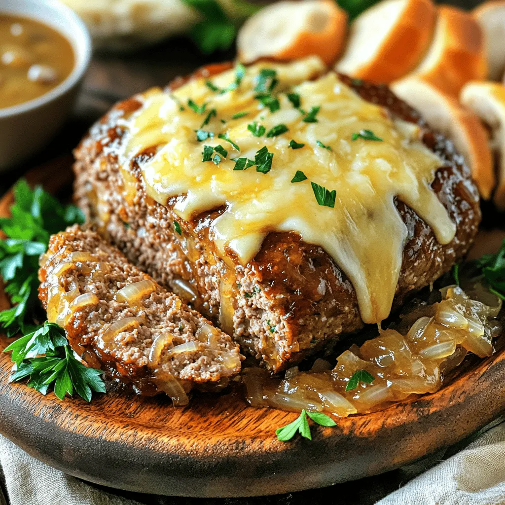 - 1 lb ground beef - 1 lb ground pork - 1 cup French onion soup - 1 cup breadcrumbs