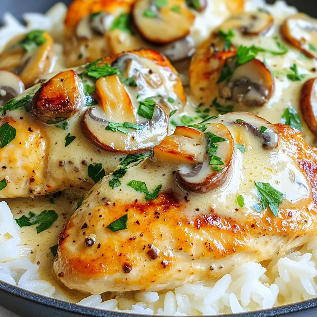 Creamy Garlic Mushroom Chicken Skillet Delight