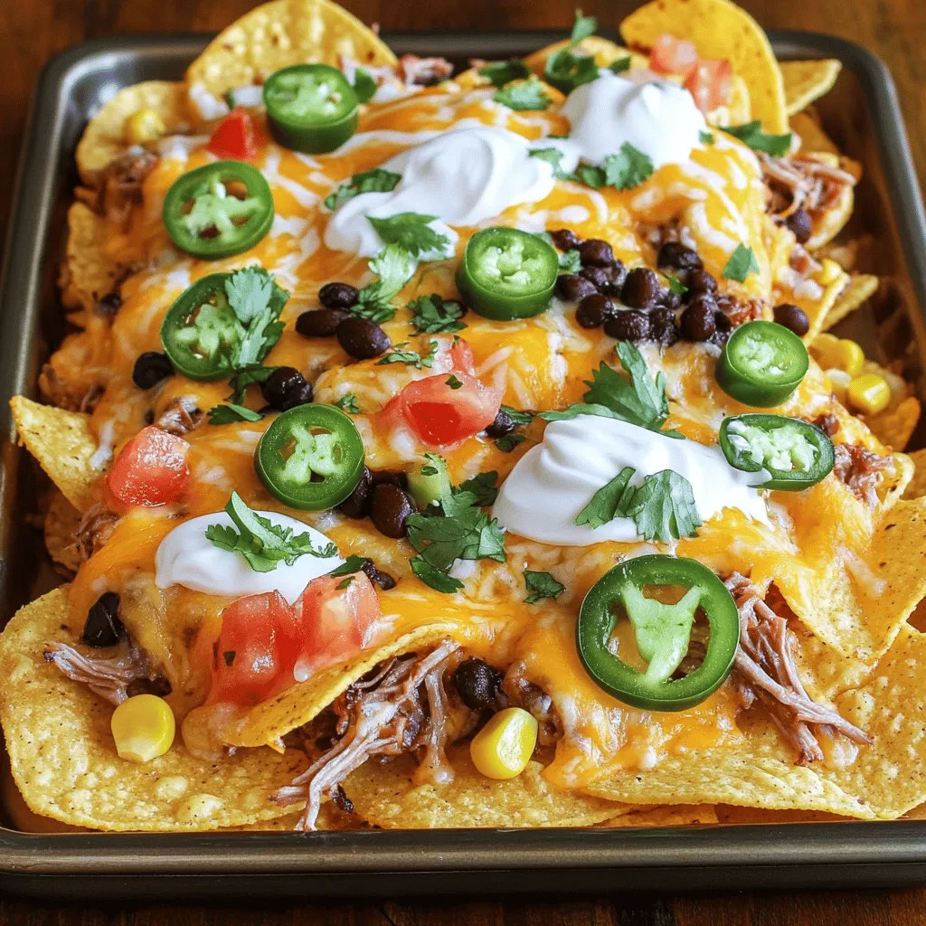 To make tasty pulled pork nachos, you need simple, fresh ingredients. Start with 2 cups of cooked pulled pork. This is the star of the dish. You’ll also need 1 large bag of tortilla chips. These provide the perfect base for your toppings.