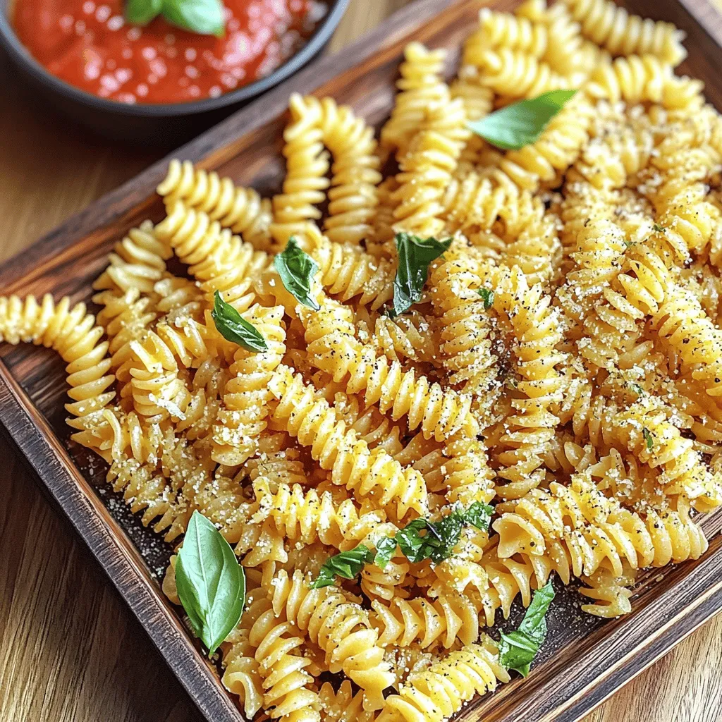 To make air fryer pasta chips, you need a few simple items. First, you need 8 ounces of pasta. Fusilli or bowtie pasta works best. These shapes hold seasoning well and crisp up nicely.