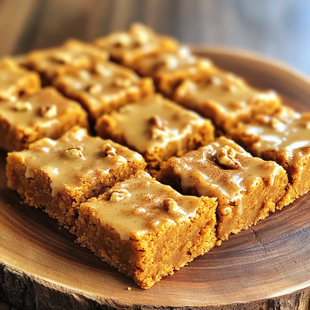Pumpkin Blondies with Cinnamon Glaze Delightful Treat
