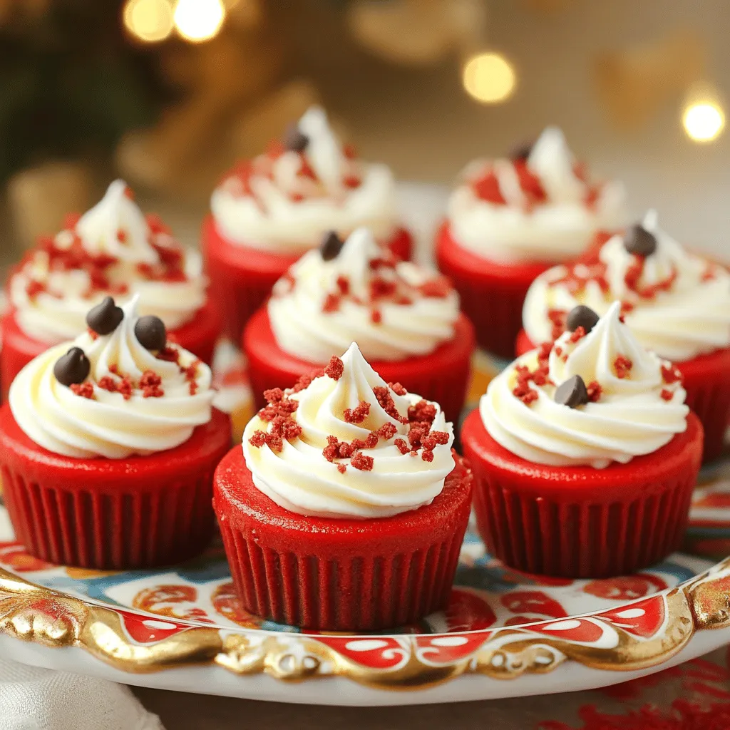 Mini red velvet cheesecakes are small, creamy desserts with a rich flavor. They combine the classic taste of red velvet cake with a smooth cheesecake filling. Each bite is a treat that pleases the senses.