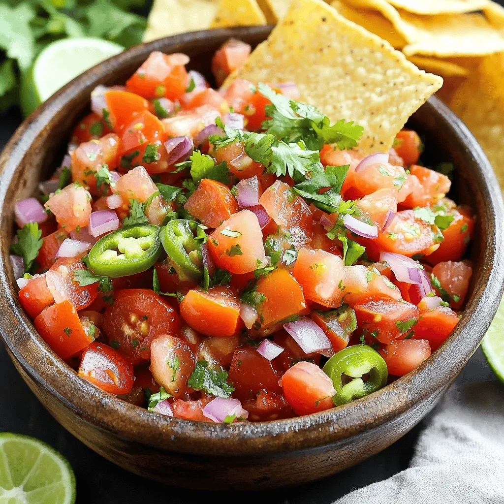 Pico de Gallo is a fresh salsa from Mexico. It is bright, zesty, and full of flavor. This dish uses just a few simple ingredients that work well together.