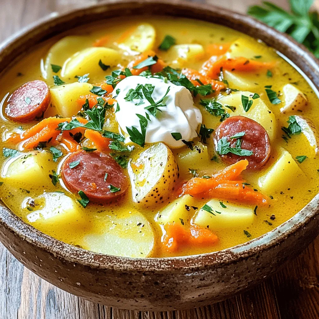 To create a rich and hearty German potato soup, you need several key ingredients. First, you will want to choose the best potatoes for soup. I recommend using Yukon Gold or Russet potatoes. These potatoes are creamy and hold their shape well when cooked.