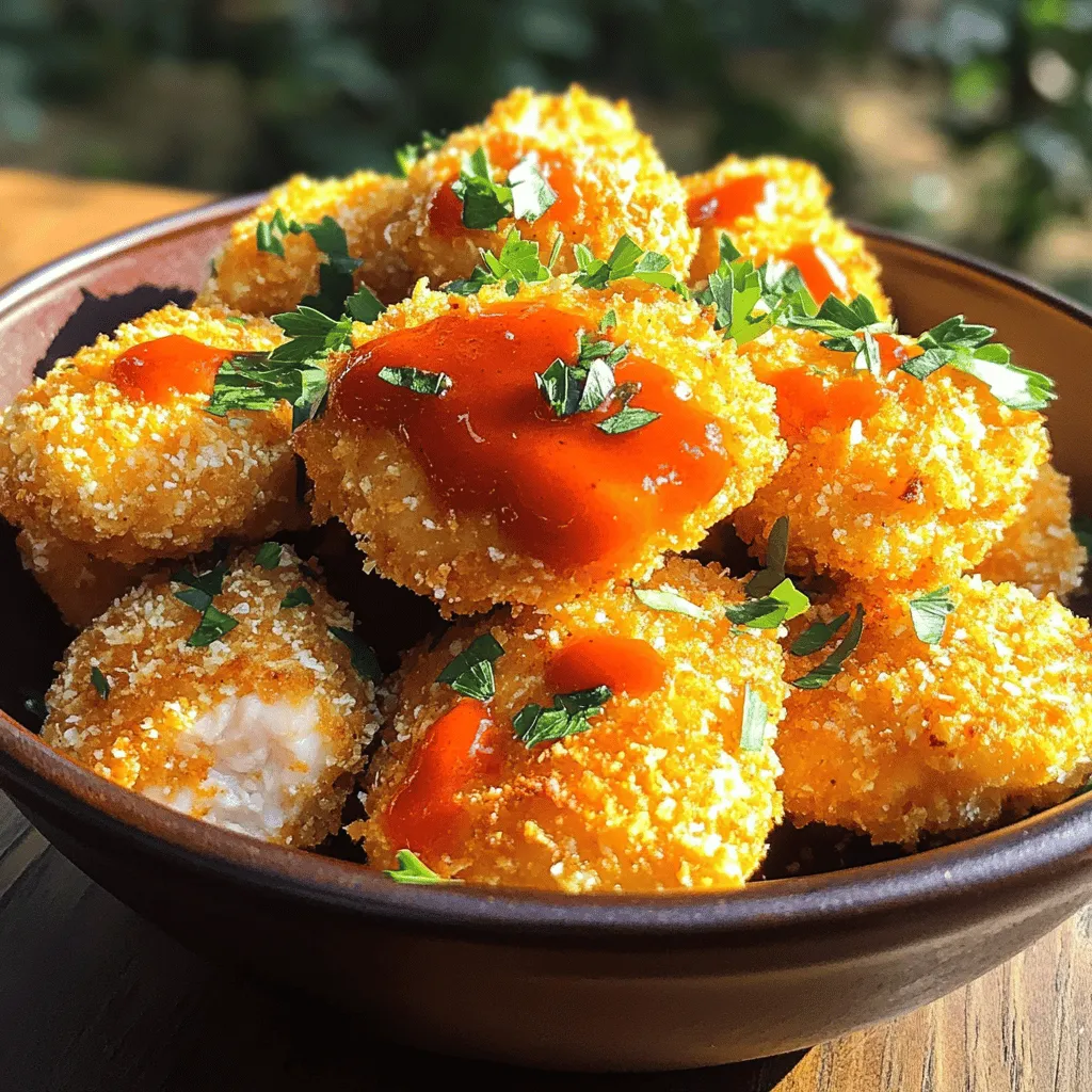 Buffalo chicken nuggets are a spicy twist on the classic chicken nugget. They combine tender chicken with a zesty hot sauce. This makes them a favorite for snack lovers everywhere. The crunchy coating adds to their charm and appeal.