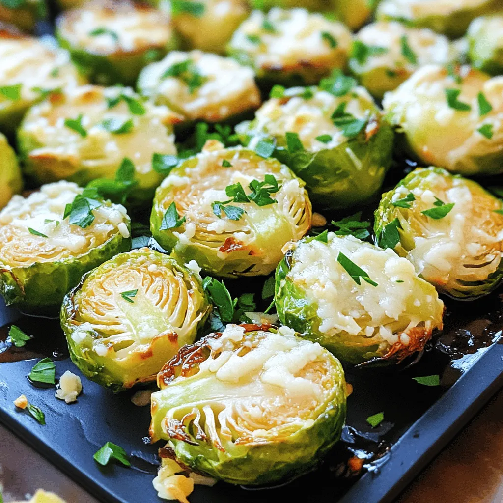 To make Garlic Parmesan Roasted Brussels Sprouts, you need: - 1 pound Brussels sprouts, trimmed and halved - 3 tablespoons olive oil - 4 cloves garlic, minced - 1/2 cup grated Parmesan cheese - 1 teaspoon garlic powder - 1 teaspoon onion powder - 1/2 teaspoon crushed red pepper flakes (optional for heat) - Salt and pepper to taste - Fresh parsley, chopped (for garnish)