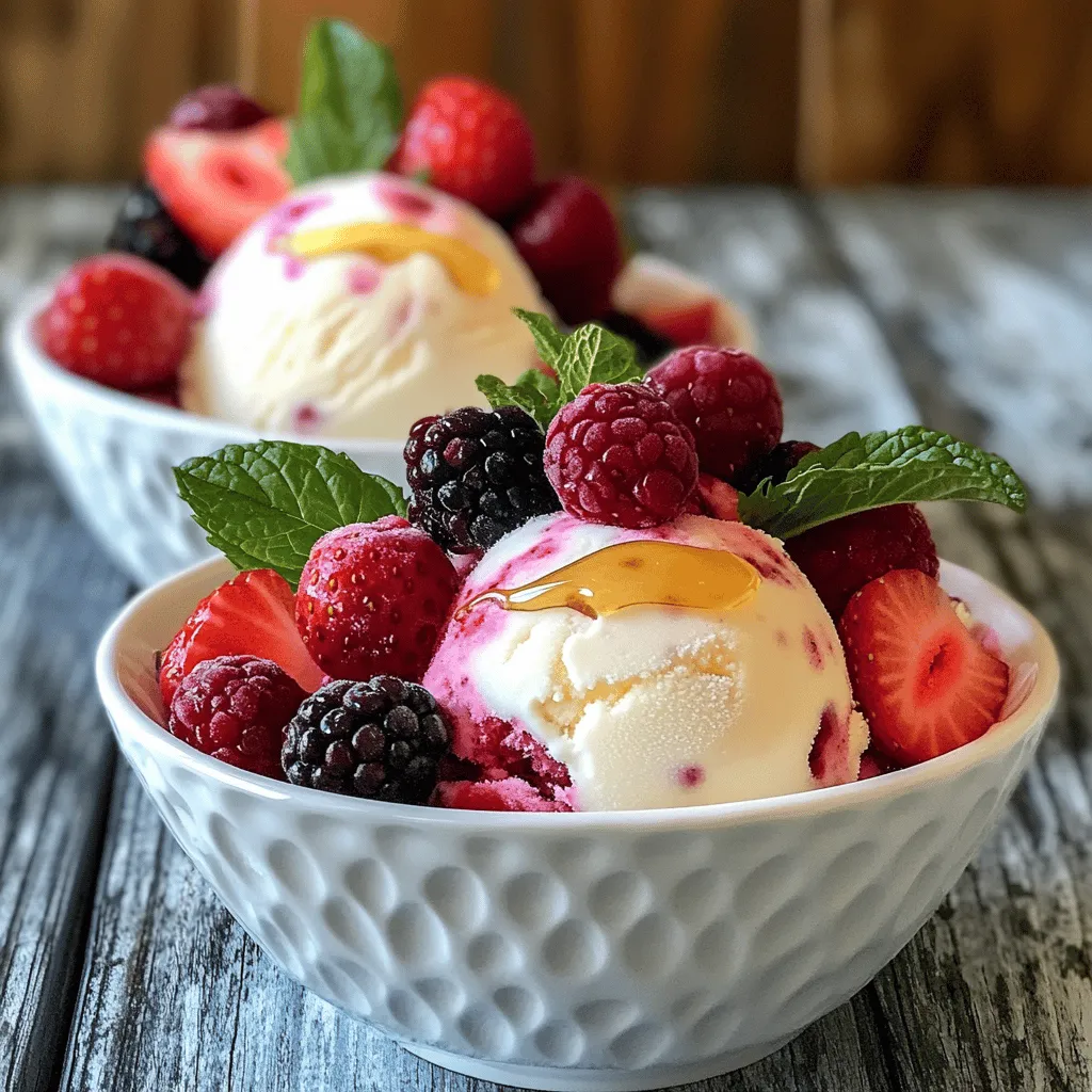 - Fresh strawberries - Mixed berries (blueberries, raspberries, blackberries) - Greek yogurt - Honey or maple syrup - Lemon juice - Vanilla extract - Salt
