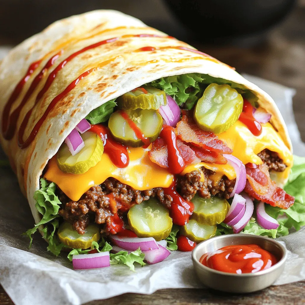 HUGE BACON CHEESEBURGER BURRITO Tasty and Filling Meal