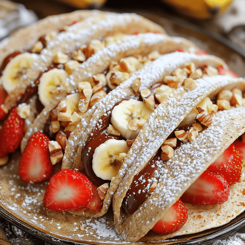 The main stars of this dish are bananas, Nutella, and strawberries. Each ingredient brings its own flavor and texture. The banana adds creaminess and natural sweetness. Nutella provides a rich chocolate-hazelnut taste. Strawberries add a fresh, fruity zing.