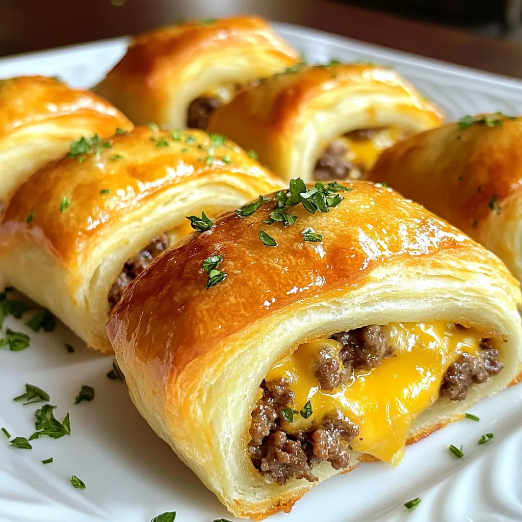 Garlic Butter Cheeseburger Rollups Tasty and Simple Recipe