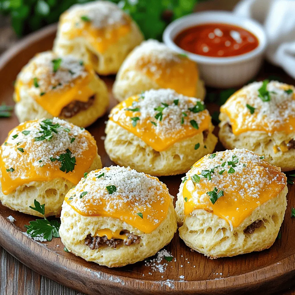 Irresistible Garlic Parmesan Cheeseburger Bombs are small, tasty bites that everyone loves. They mix juicy beef, creamy cheeses, and garlic flavor. Each bomb is wrapped in soft biscuit dough. This makes them fun and easy to eat. You can serve them as a tasty appetizer or a main dish.
