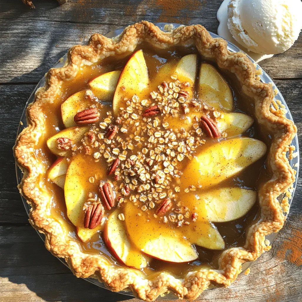 - 6 medium-sized Granny Smith apples, peeled, cored, and sliced - 1/2 cup brown sugar - 1/4 cup granulated sugar - 1 tablespoon lemon juice - 1 teaspoon ground cinnamon - 1/4 teaspoon ground nutmeg - 1 tablespoon cornstarch - 2 tablespoons unsalted butter, diced - 1 tablespoon vanilla extract - 1 package (14 oz) of pre-made pie crusts - A pinch of salt - 1 egg, beaten (for egg wash) - Optional: 1/4 cup oats and 1/4 cup chopped pecans for topping