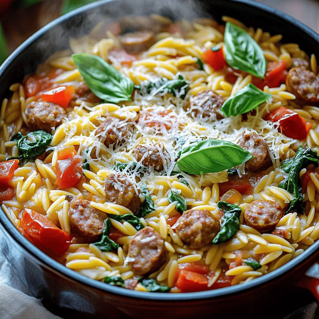 One-Pot Italian Sausage and Orzo Pasta Delight