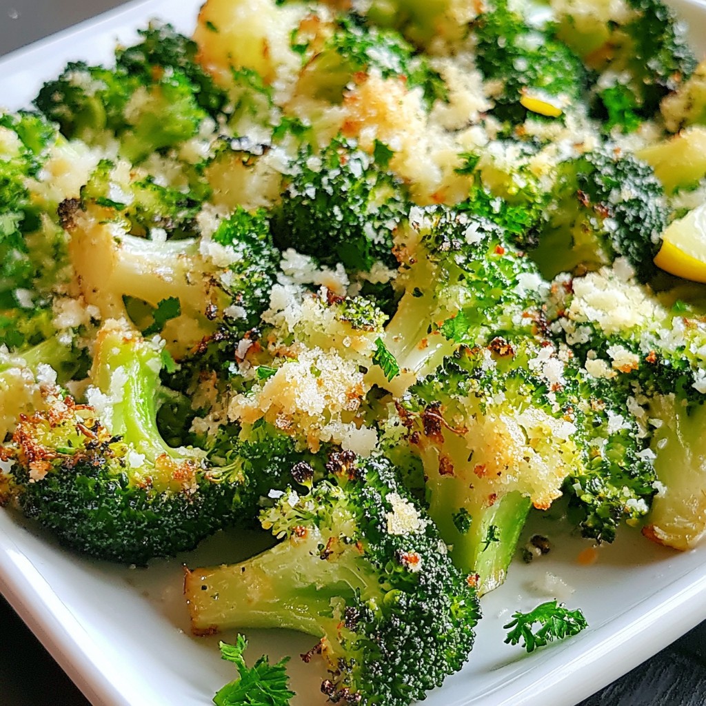 Garlic Parmesan Roasted Broccoli Perfectly Crispy Dish
