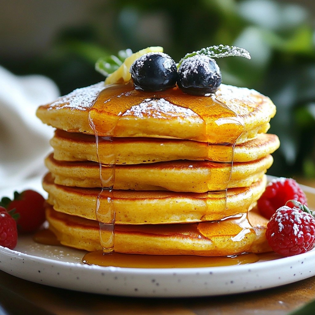 Fluffy Homestyle Cornmeal Pancakes with Honey Delight