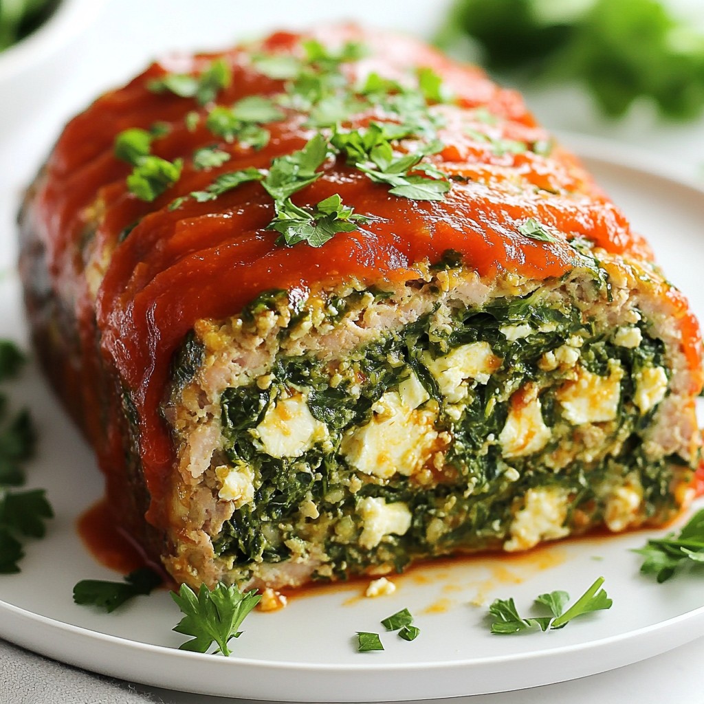 Spinach Feta Stuffed Turkey Meatloaf Savory Delight