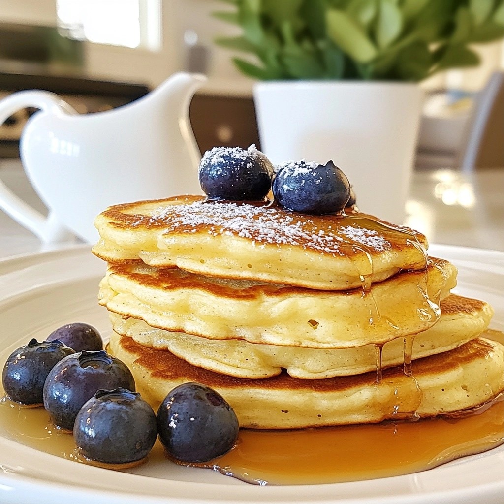 Fluffy Homestyle Buttermilk Pancakes with Blueberries