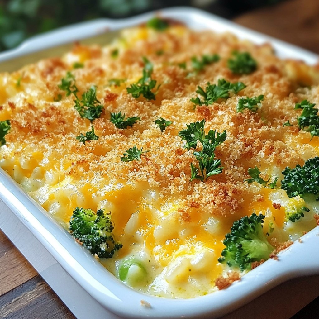 Cozy Cheddar and Broccoli Rice Casserole Delight