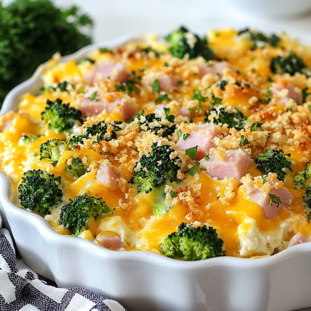 Cheesy Southern Turkey Ham and Broccoli Bake Delight