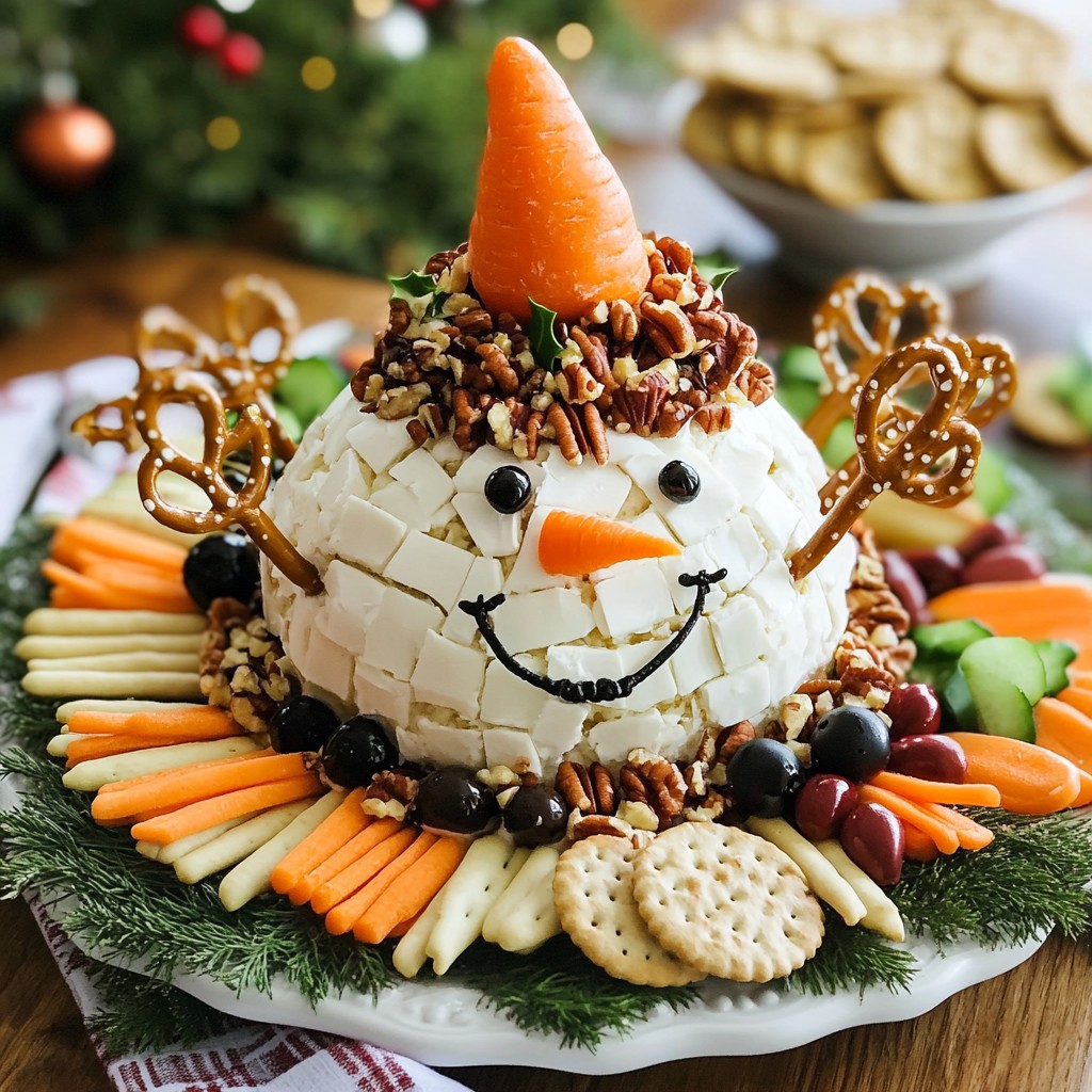 Snowman Cheeseball Festive and Fun Holiday Treat