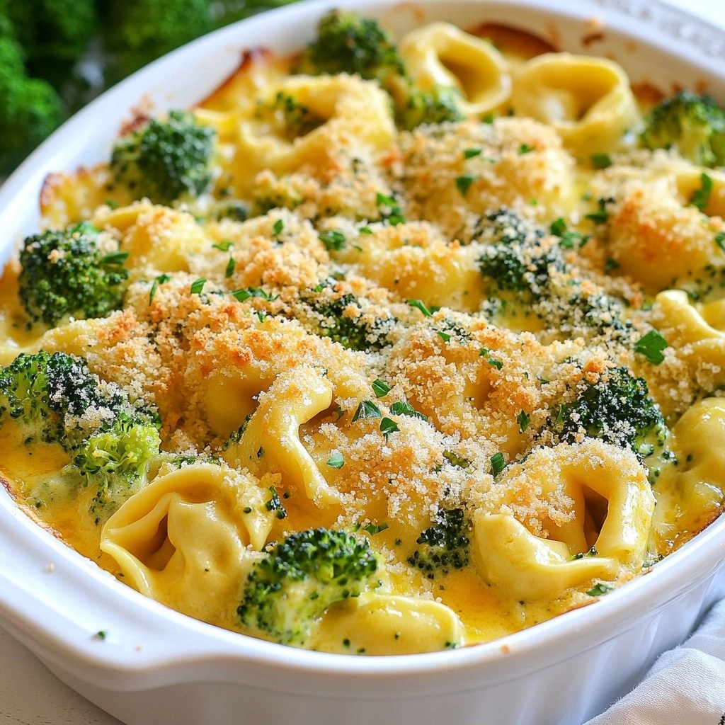 Homestyle Creamy Broccoli and Cheese Tortellini Bake